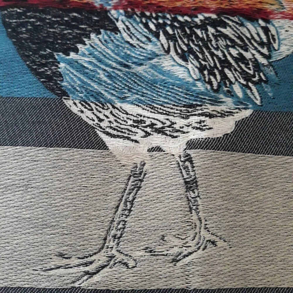 Rooster Embroidered Pillow Cover - Multicolored Farmhouse Country Novelty